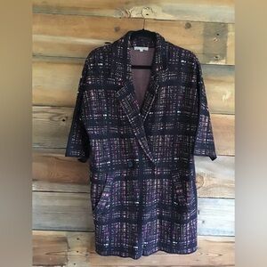 Joan Vass 3/4 Sleeve Double Breasted Plaid Jacket – Size L (EUC)